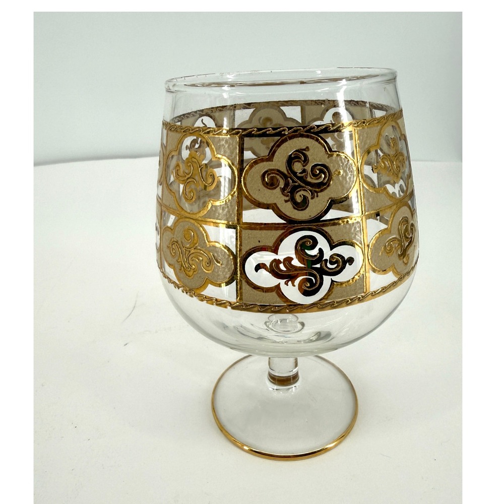 Vintage MCM Culver 22K Gold Clover‎ Brandy Cognac Whiskey Snifter Barware Glass